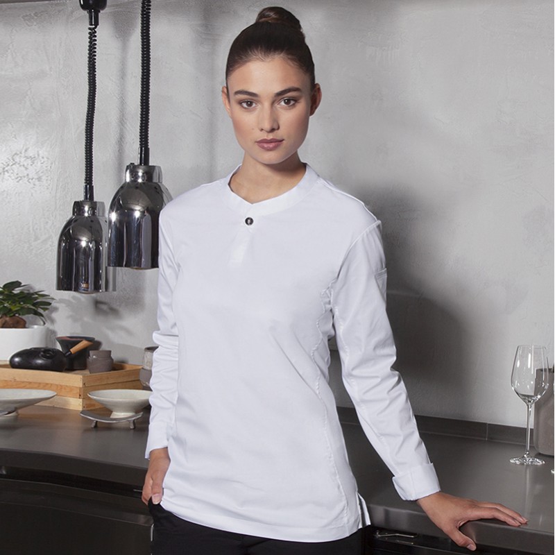 Moderna camiseta de cocinera blanco M/L