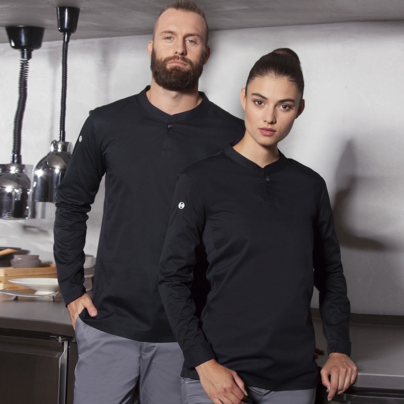 Moderna camiseta de cocinero negro M/L