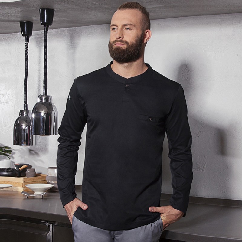 Moderna camiseta de cocinero negro M/L