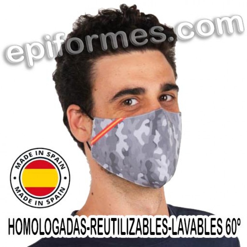 Mascarilla HOMOLOGADA reutilizable camuflaje España