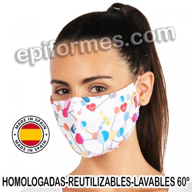 Mascarilla HOMOLOGADA estampado moleculas