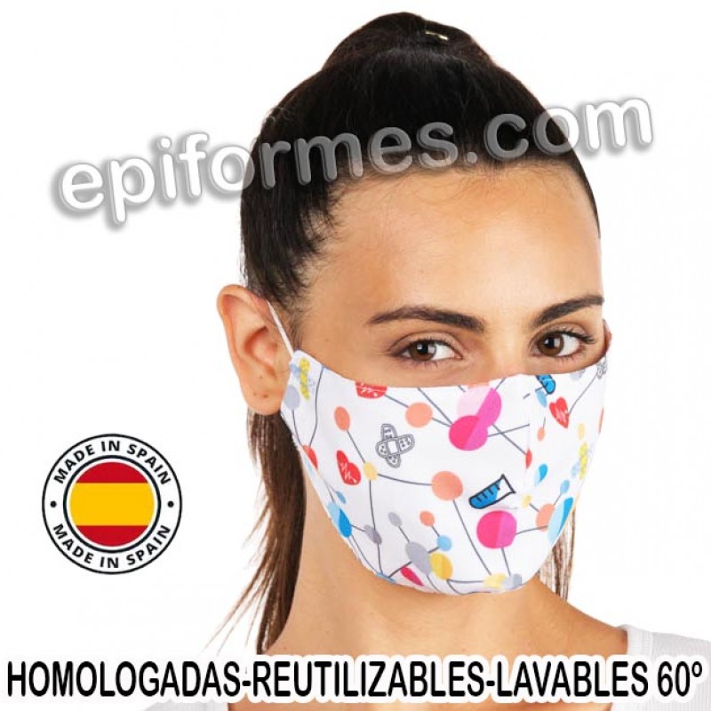 Mascarilla HOMOLOGADA estampado moleculas