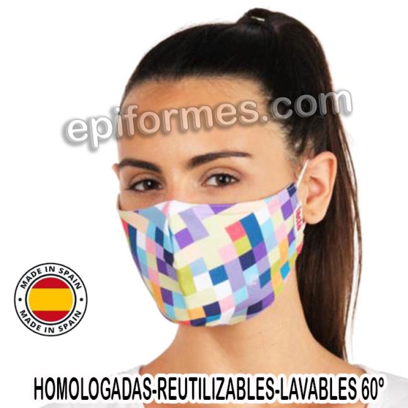 Mascarilla HOMOLOGADA estampado cuadros