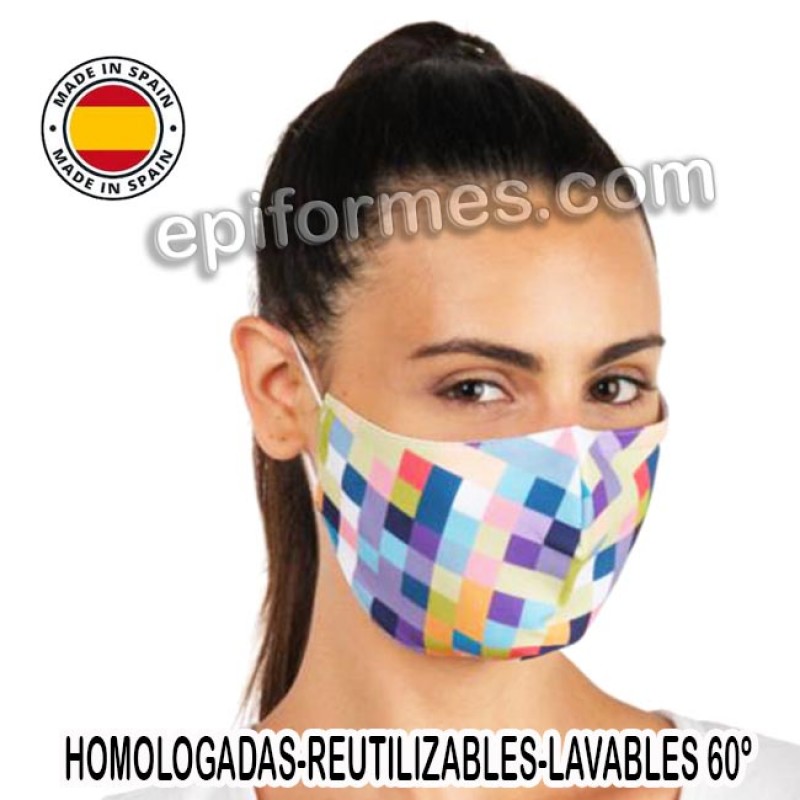 Mascarilla HOMOLOGADA estampado cuadros