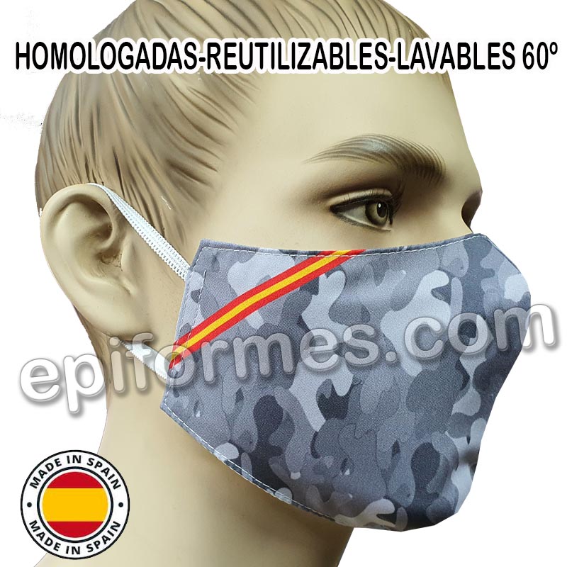 Mascarilla HOMOLOGADA reutilizable camuflaje España