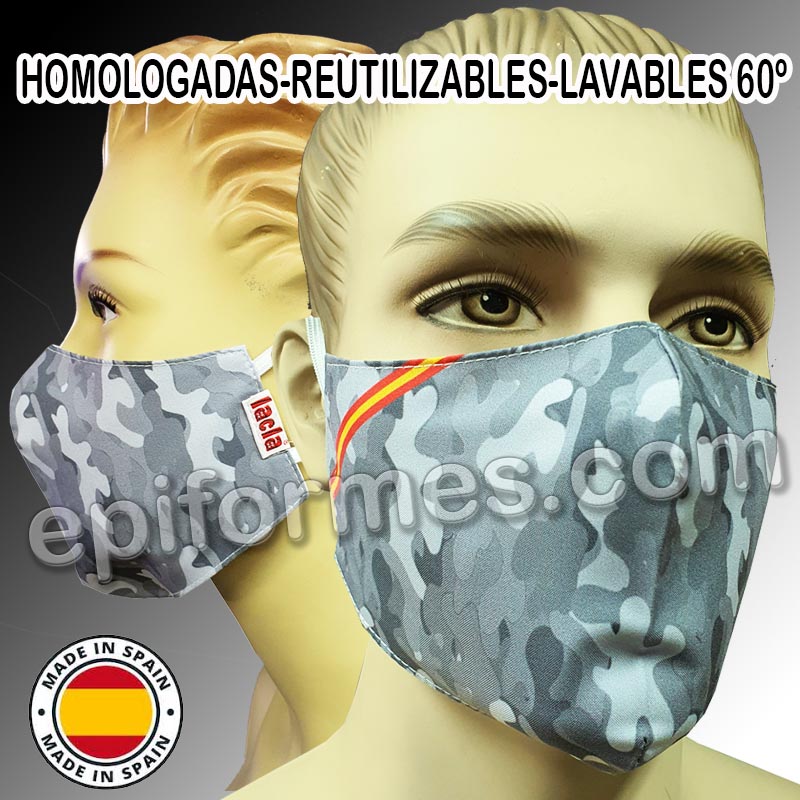 Mascarilla HOMOLOGADA reutilizable camuflaje España