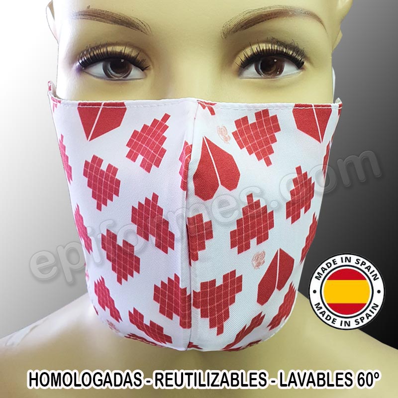 Mascarilla HOMOLOGADA reutilizable corazones