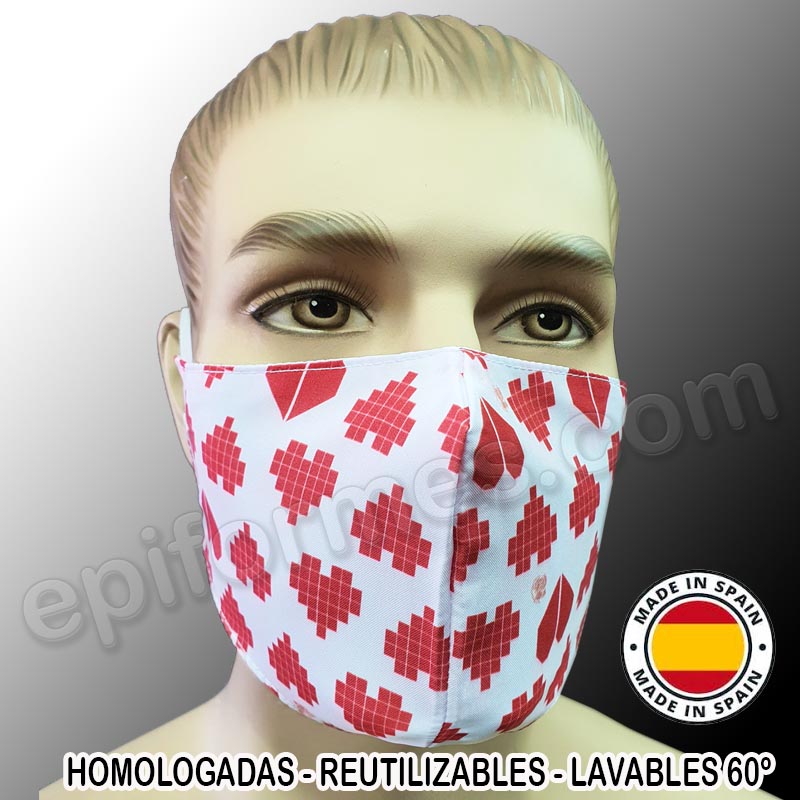 Mascarilla HOMOLOGADA reutilizable corazones