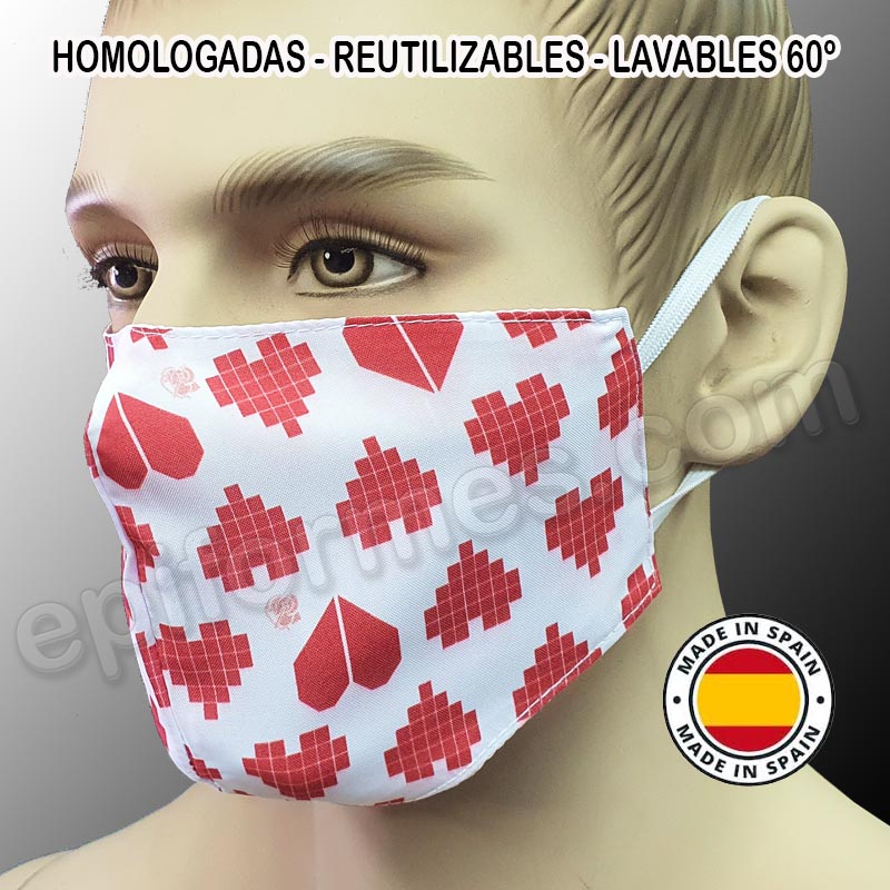 Mascarilla HOMOLOGADA reutilizable corazones