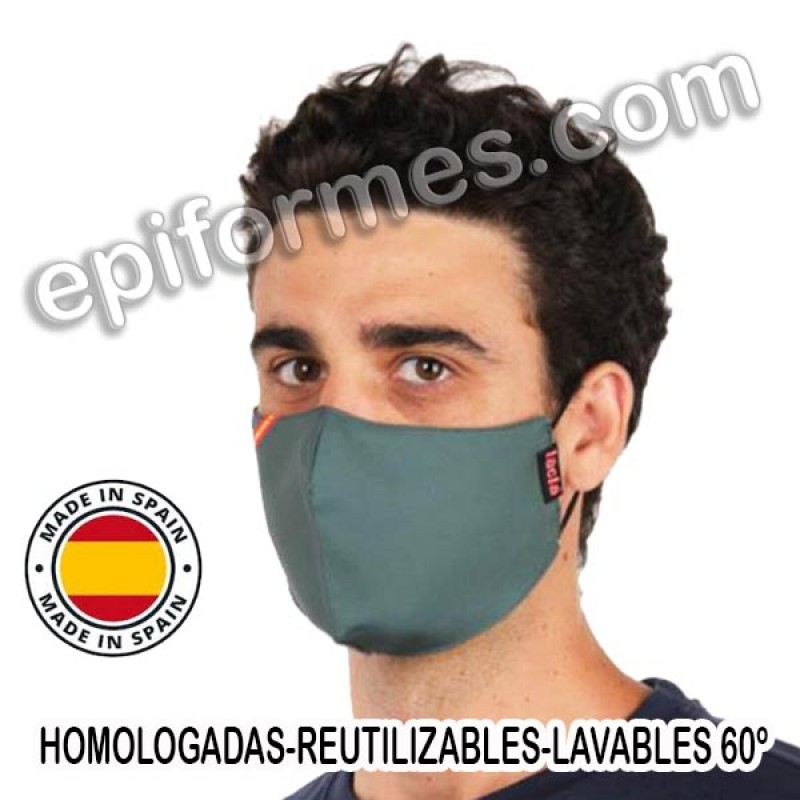 Mascarilla HOMOLOGADA reutilizable verde bandera E...