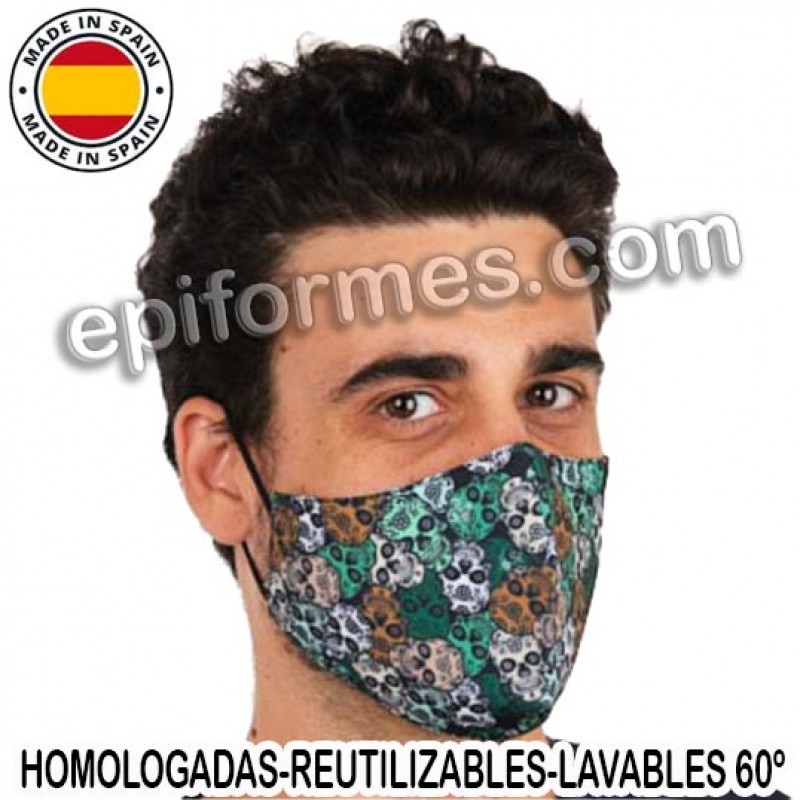 Mascarilla HOMOLOGADA reutilizable calaveras