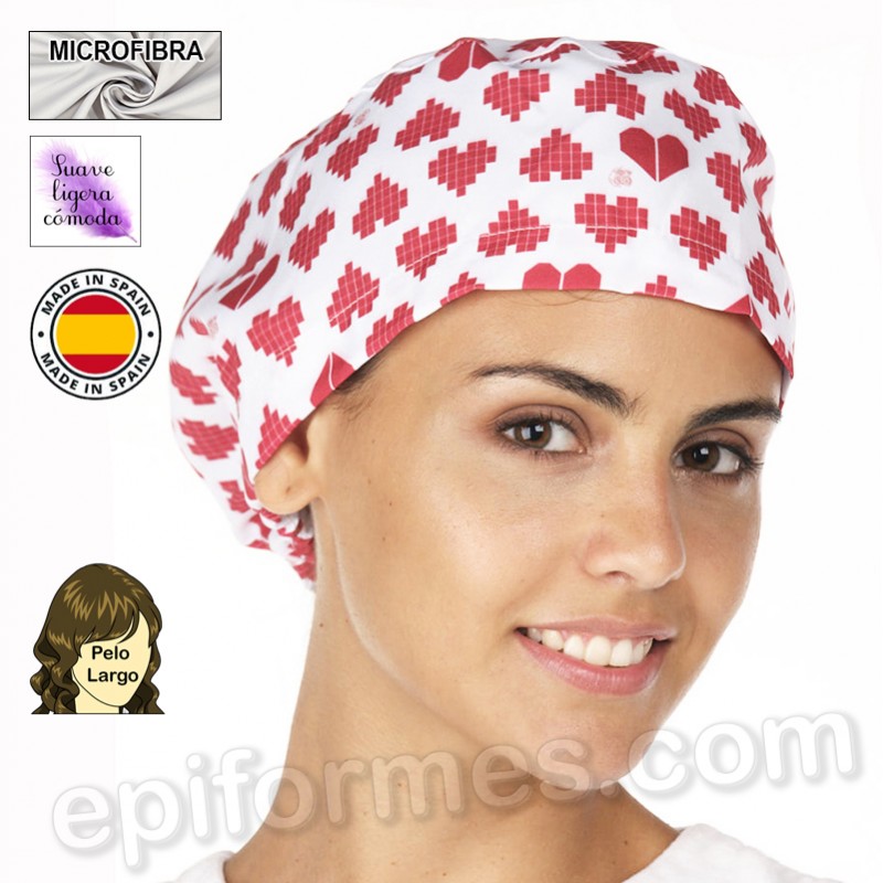 Gorro cirujano corazones rojos