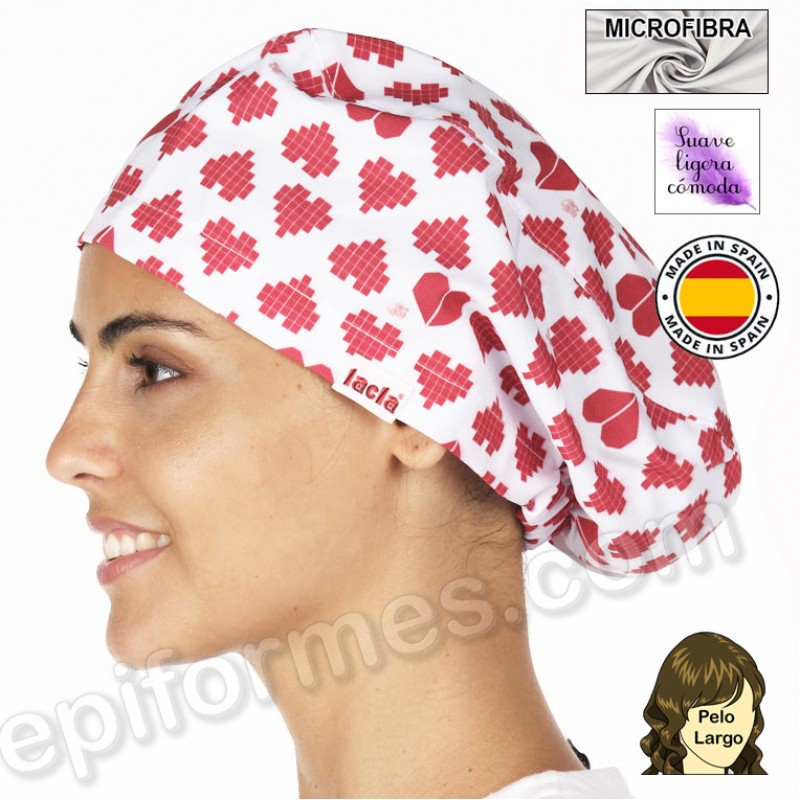 Gorro cirujano corazones rojos