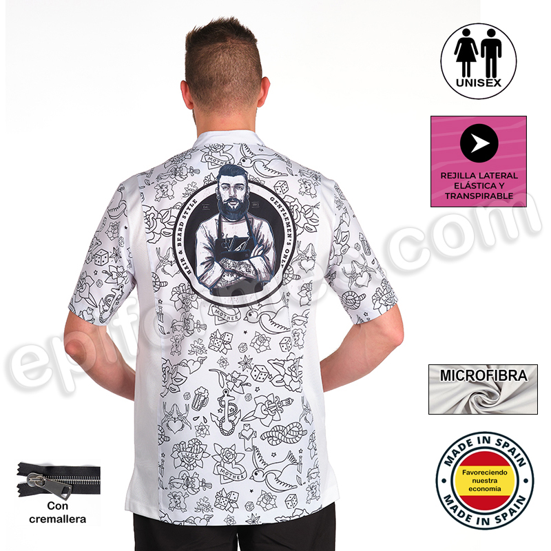 Chaqueta barber-shop estampada en blanca