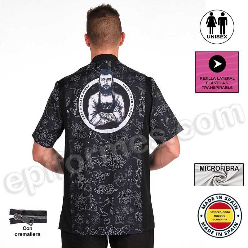 Chaqueta barber-shop estampada en negra