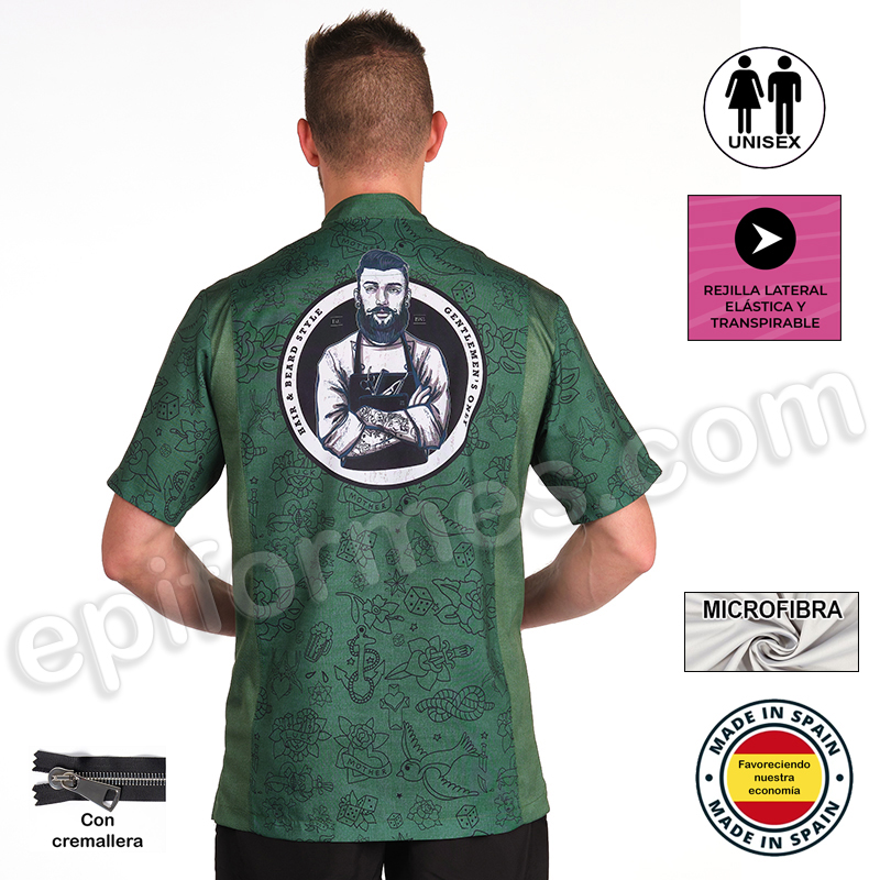 Chaqueta barber-shop estampada en verde