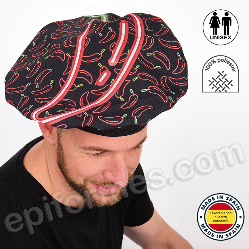 Gorro chef de cocina pimientos