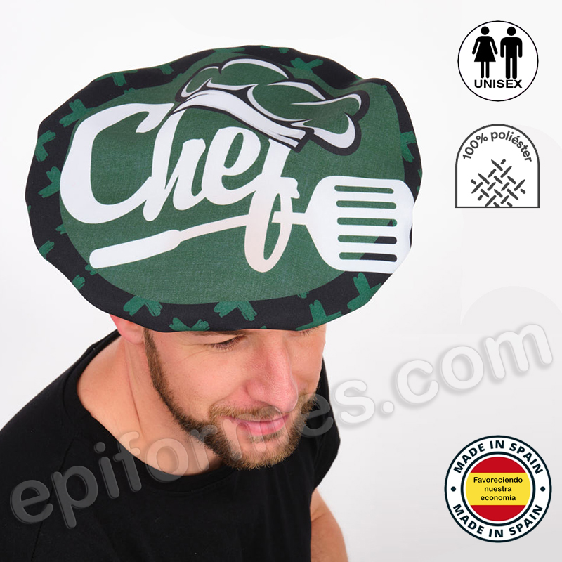 Gorro de cocina, chef verde botella