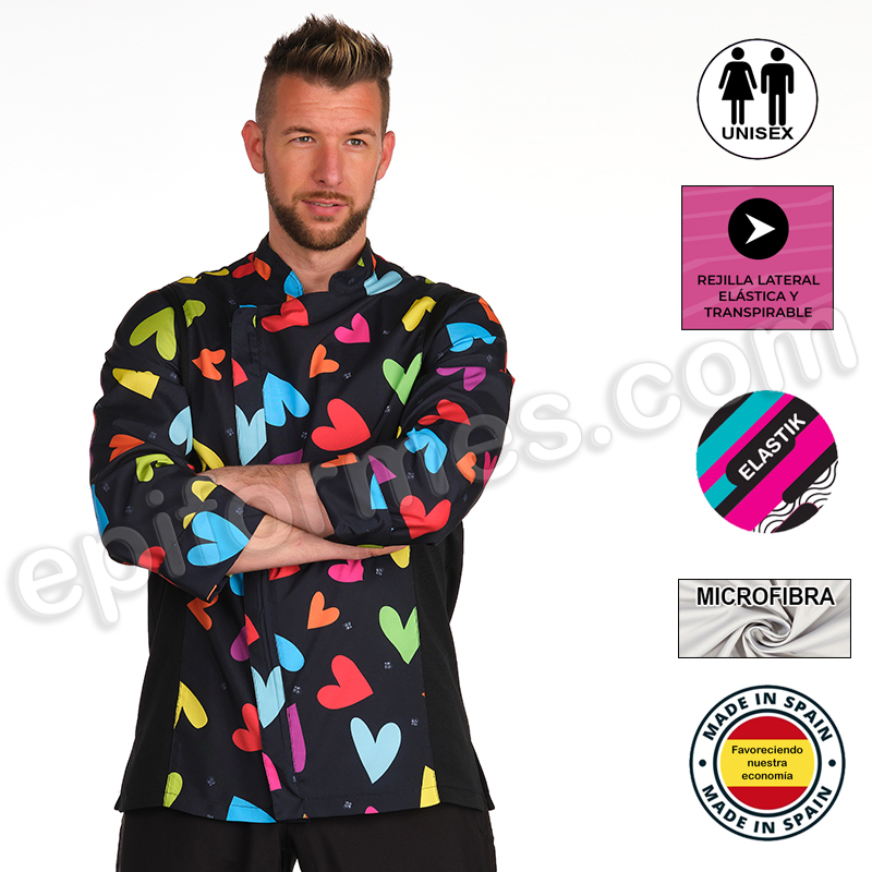.Chaqueta de cocina unisex corazones de colores