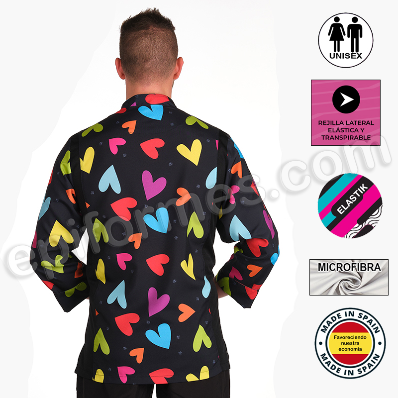 .Chaqueta de cocina unisex corazones de colores