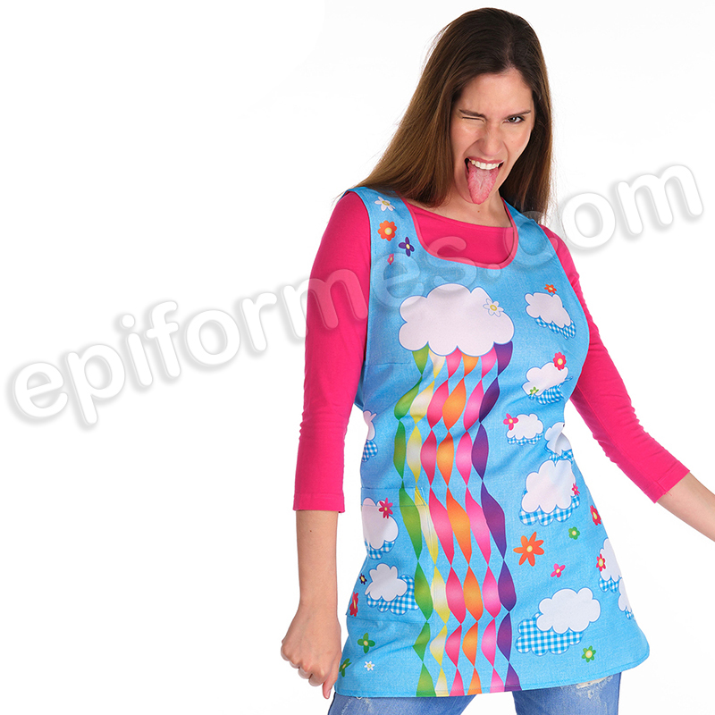 Estola de maestra,  nubes, celeste