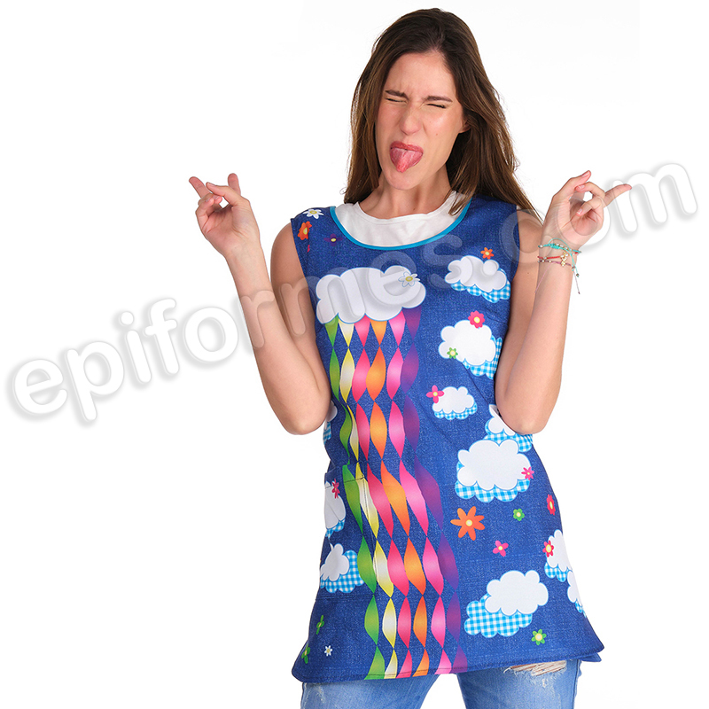 Estola de maestra,  nubes, azul marino