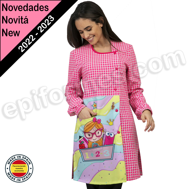 Bata de maestra lápiz, asimétrica