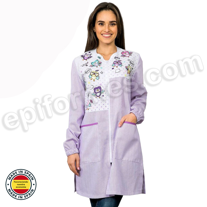 Bata de maestra estampada buhos