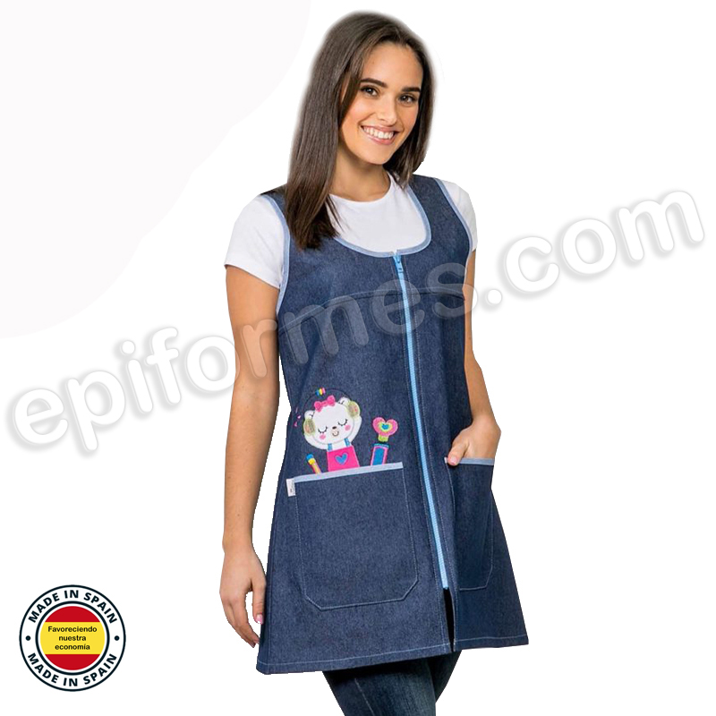 Bata maestra tejana bordado osito musical