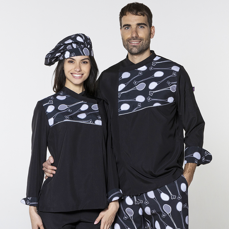 Chaqueta cocina en microfibra, estampada