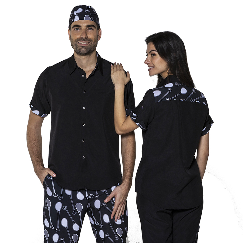Camisa de cocina en microfibra, estampada