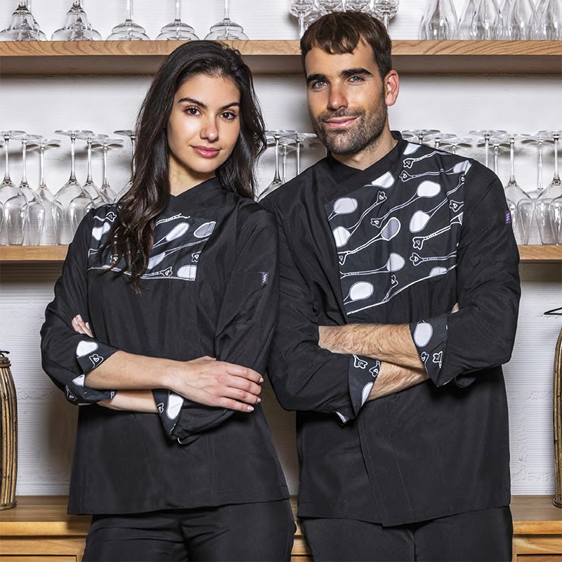 Chaqueta cocina en microfibra, estampada