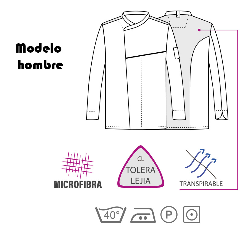 Chaqueta cocina en microfibra, estampada
