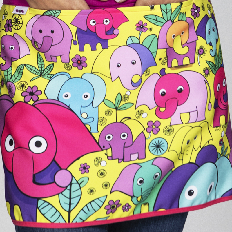 Estola para mestra infantil, estampada elefantes.