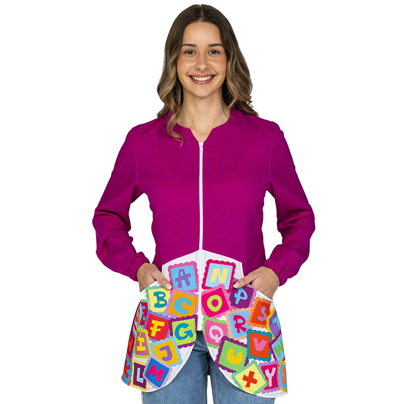 Bata de Maestra Manga Larga Letras - Microfibra