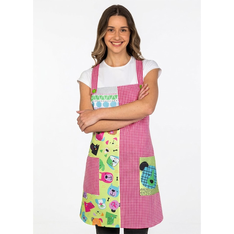 Estola Maestra Perritos - Cuadros Rojos o Lilas - ...