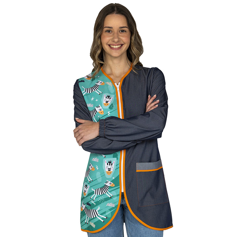 Bata Corta Maestra Vaquera Cebras - Viscosa Elást...