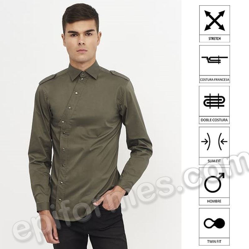 Camisa cierre lateral slim fit, hombre