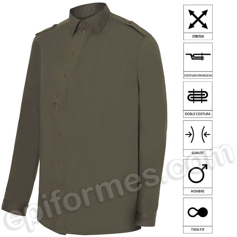 Camisa cierre lateral slim fit, hombre