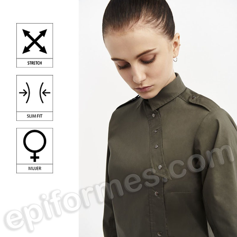 Camisa de Cierre Lateral, Slim-Fit demujer