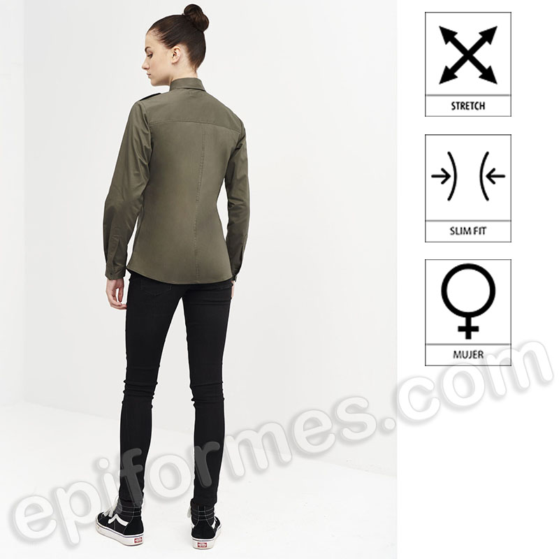 Camisa de Cierre Lateral, Slim-Fit demujer