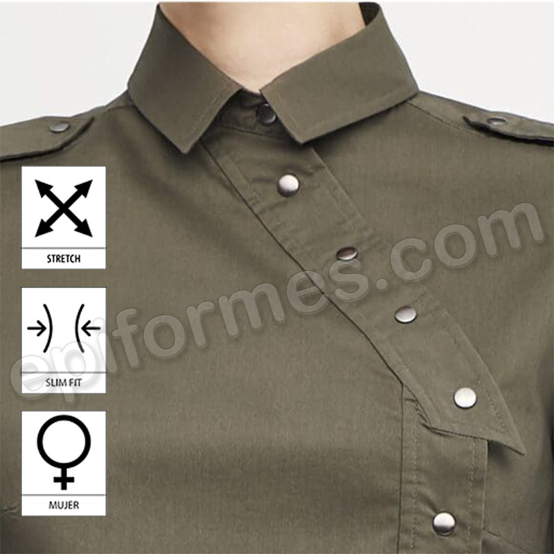 Camisa de Cierre Lateral, Slim-Fit demujer