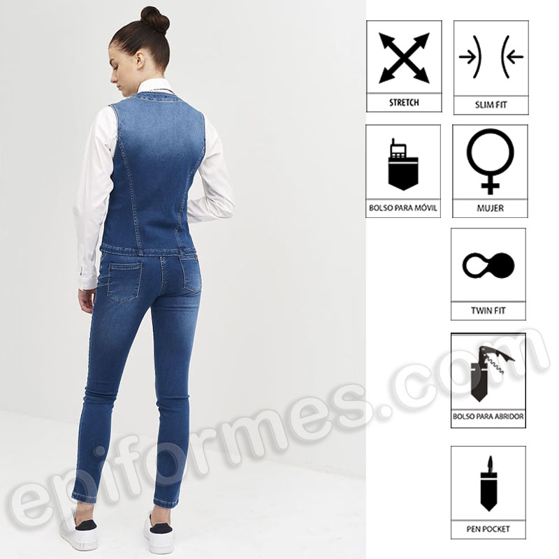 Chaleco Denim Slim Fit mujer