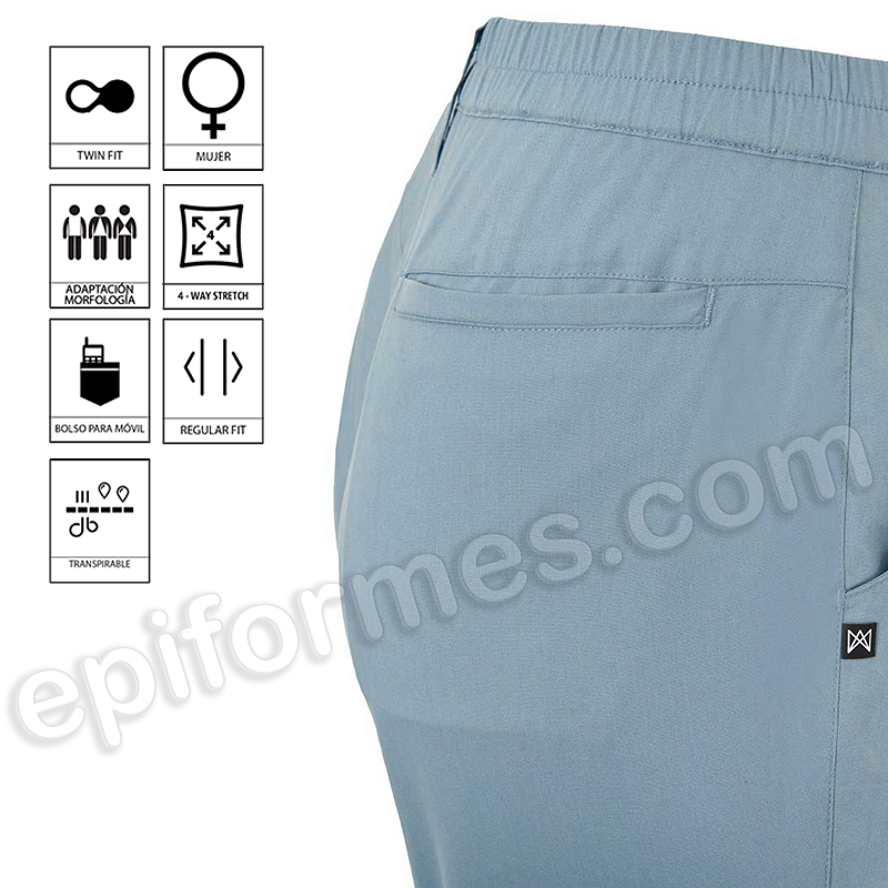 Pantalón Sanitario con Botón Regular Fit mujer