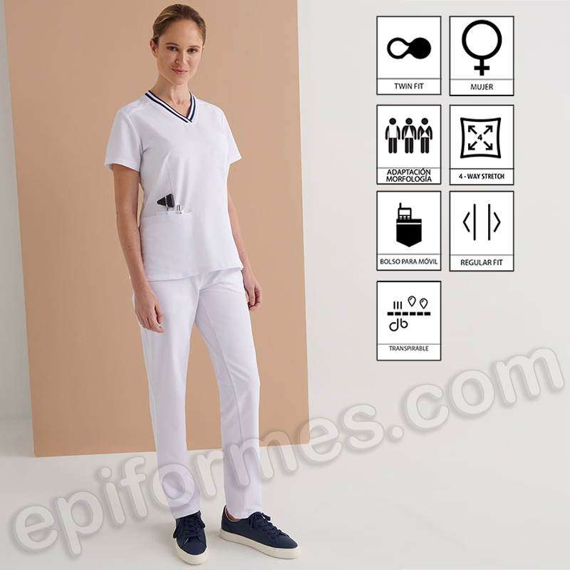 Pantalón Sanitario con Botón Regular Fit mujer