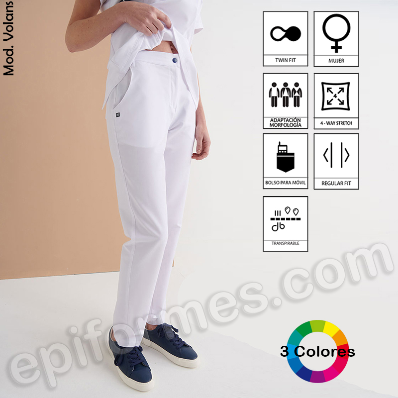 Pantalón Sanitario con Botón Regular Fit mujer