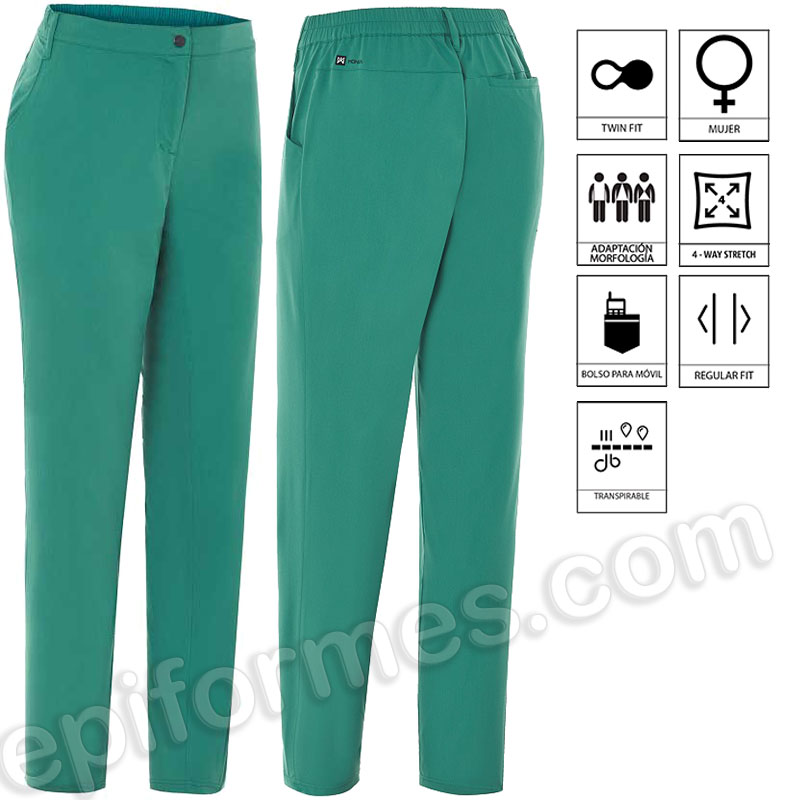 Pantalón Sanitario con Botón Regular Fit mujer