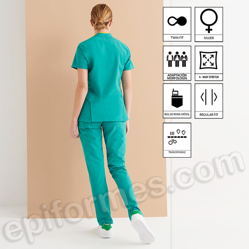 Pantalón Sanitario con Botón Regular Fit mujer