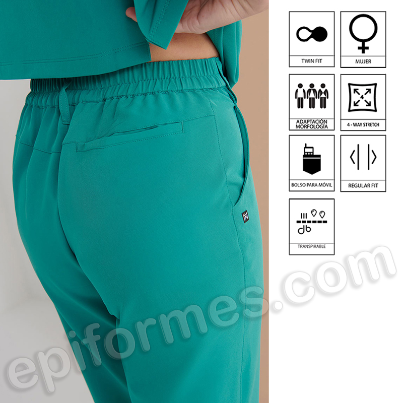 Pantalón Sanitario con Botón Regular Fit mujer