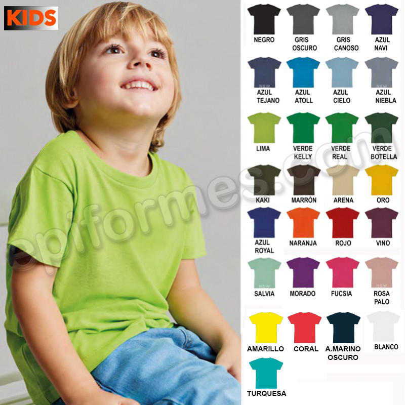 Camiseta algodón niño 25 colores